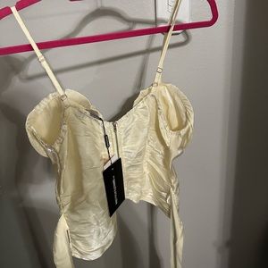 Pretty Little Thing cream corset tie top size US 8